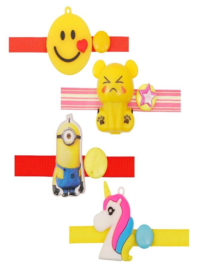 Vientiq Cartoon Characters Smiley, Minions, Ganesha Rakhi Combo Set of 4 Blasting Rakhi for Kids Brother with Roli & Chawal Special Rakshabandhan for Boys - Image 4