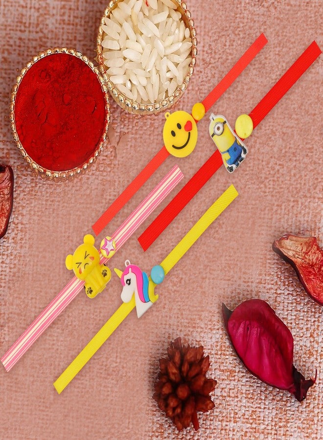 Vientiq Cartoon Characters Smiley, Minions, Ganesha Rakhi Combo Set of 4 Blasting Rakhi for Kids Brother with Roli & Chawal Special Rakshabandhan for Boys - Image 2