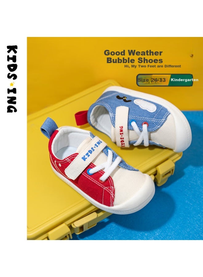 Kids.ing Baby Canvas Shoes Spring Casual Boys Girls Toddler Soft Bottom Mandarin Duck Shoes Blue/beige/red 26 - Image 1