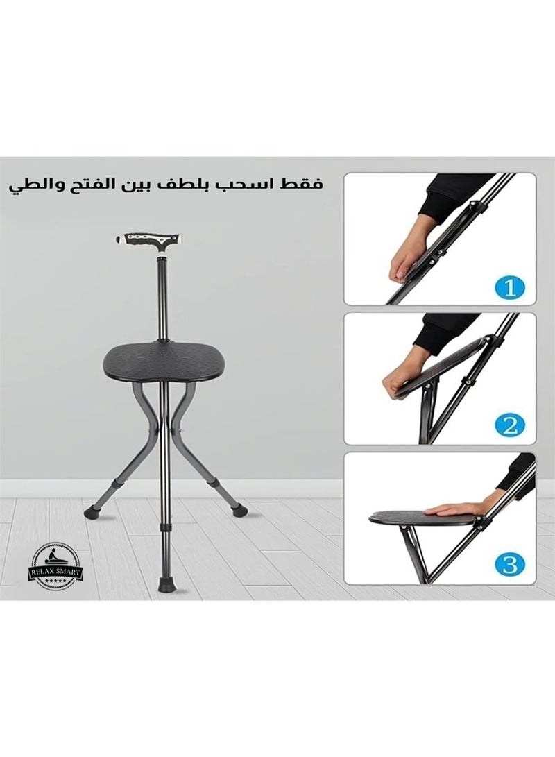ريلاكس سمارت عصا عكاز للمشي مقعد للتدليك كرسي قابل للطي وضبط الارتفاع مزود ضوءLED - Image 2
