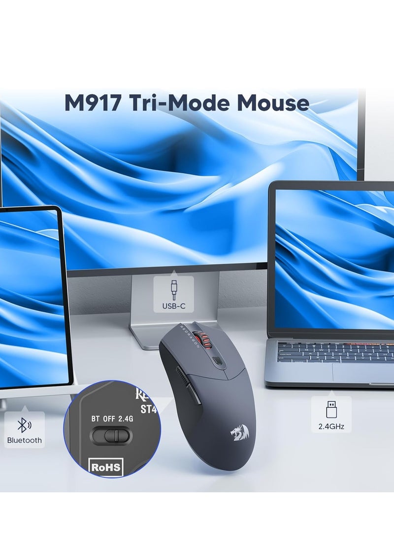 REDRAGON Wireless Gaming Mouse, Ultra-Light 26K DPI Gaming Mouse Tri-Mode Bluetooth Mouse Ergonomic Natural Grip Build, Full Programmable Buttons, Software Supports DIY Keybinds - Image 2