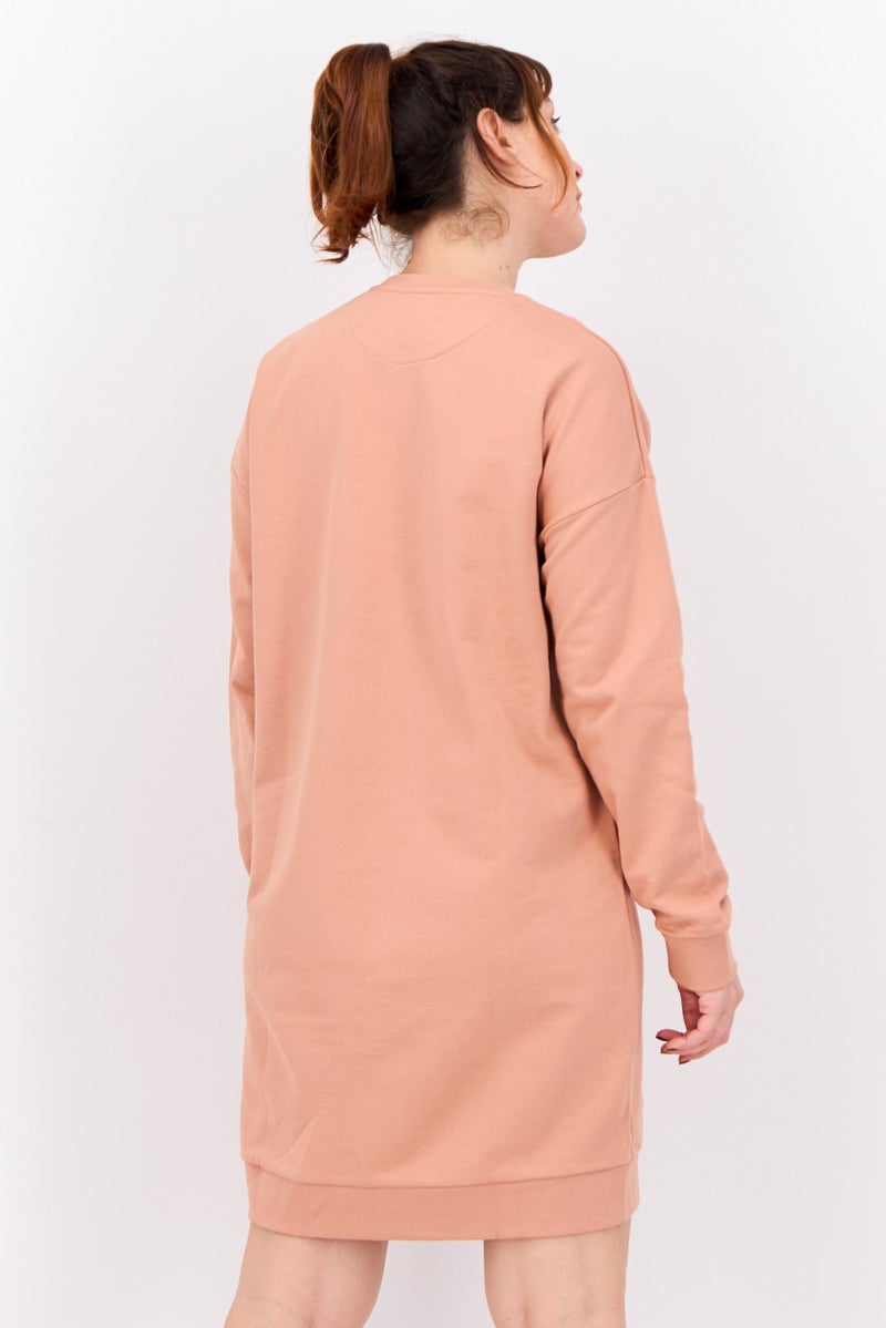 Lyle & Scott Women Embroidered Logo Sweater Dress, Peach - Image 3