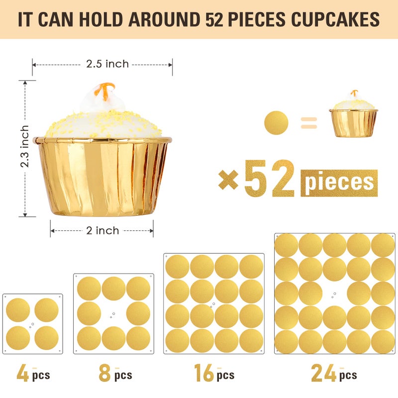 Suneerplay 4 Tier Cupcake Stand with LED String Light, Acrylic Cupcake Display Stand, Square Cupcake Tower Holder, Cup Cake Stand for Birthday, Wedding, Baby Shower, Party - Image 4