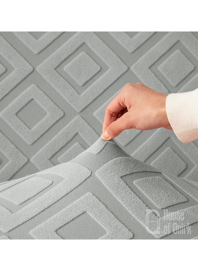 HOUSE OF QUIRK House of Quirk Universal Five Seater Jacquard Fabric Diamond Texture Sofa Cover 220 GSM Soft Touching Cover for Couch Flexible Stretch Sofa Slipcover (Stone, 300-350CM)  - Image 4