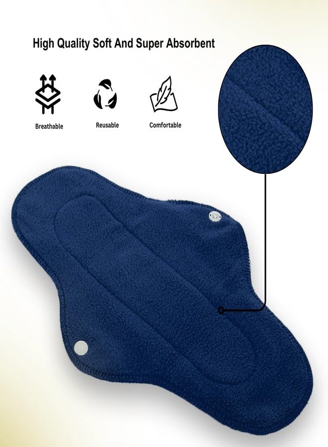 Caredone Navy Blue Reusable Pads | Maxi Cloth Pads | Sanitary Cloth Napkins | Skin Friendly Menstrual & Washable Pad | Heavy Flow Absorption,Comfortable & Free From Rashes. (NavyBlue Cloth Pad - 05) - Image 2