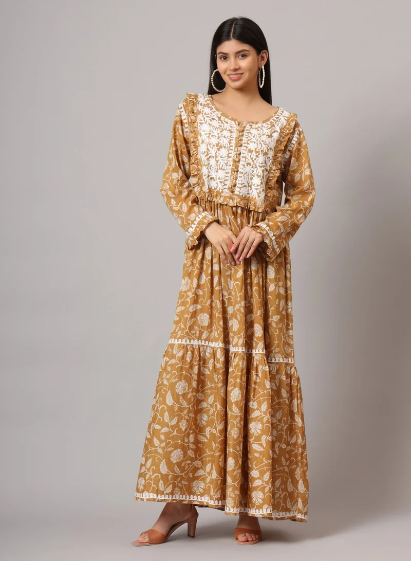 Alaya Hand Embroidered Chikankari Mulmul Cotton Jalabiya-AL3941