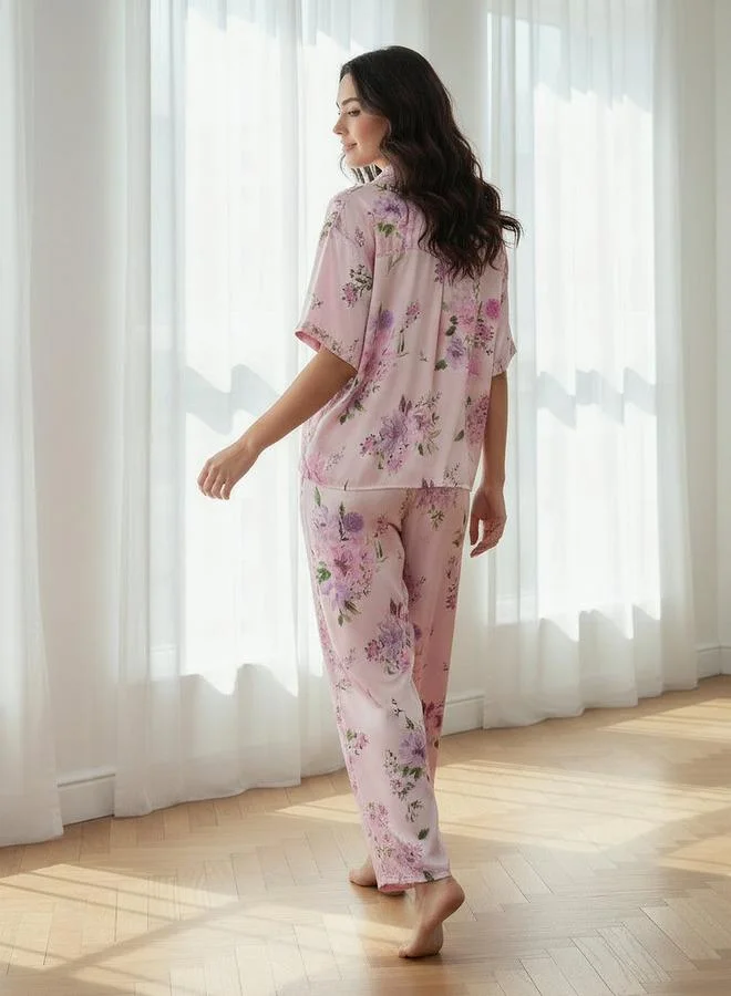 Aadaraya  Aadaraya Pyjama Set Button-Down Shirt & Trousers for Women | Best Price UAE