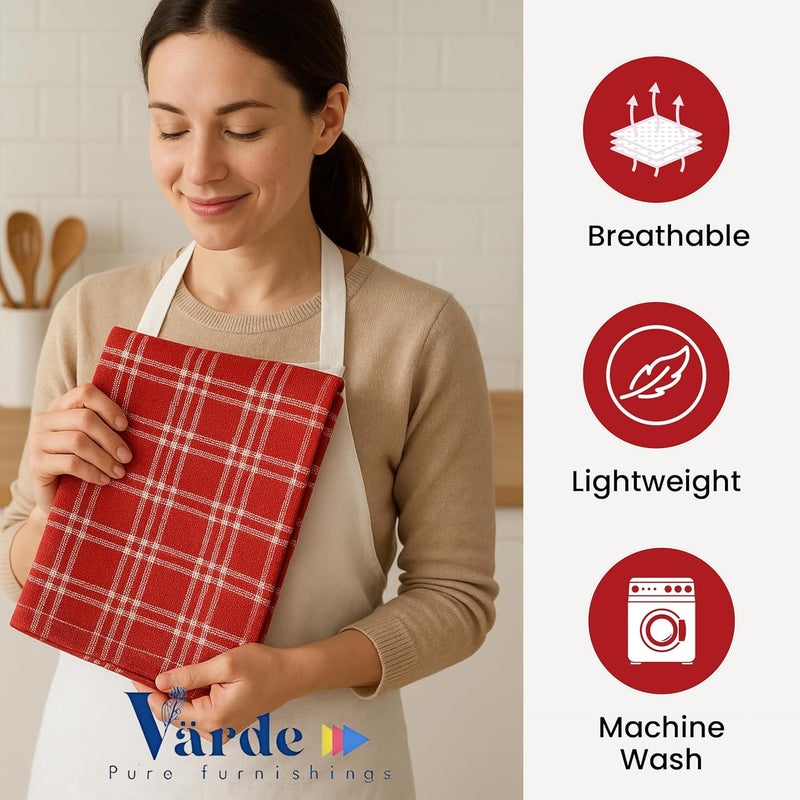 Värde 8 Pcs Cotton Kitchen Cloth/Napkins | Fridge, Table, Kitchen Platform Cleaning & Roti Napkins | 12x22 Inches | Multicolor (Colour1) - Image 4