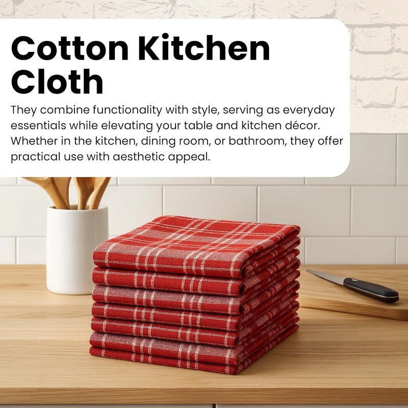 Värde 8 Pcs Cotton Kitchen Cloth/Napkins | Fridge, Table, Kitchen Platform Cleaning & Roti Napkins | 12x22 Inches | Multicolor (Colour1) - Image 3