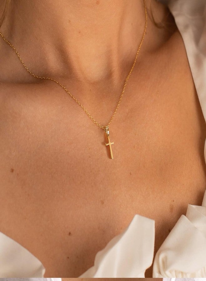 Rotnso Cross Necklace for Women 14K Gold Silver Plated Dainty Small Cross Pendant Choker Simple Trendy Cute Cross Charm Chain Necklace Easter Basket Stuffers Baptism Religious Faith Jewelry Gift - Image 2