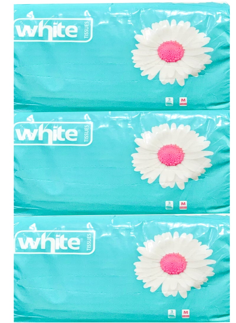 White Facial Tissues 500 Tissue Pack of 3 