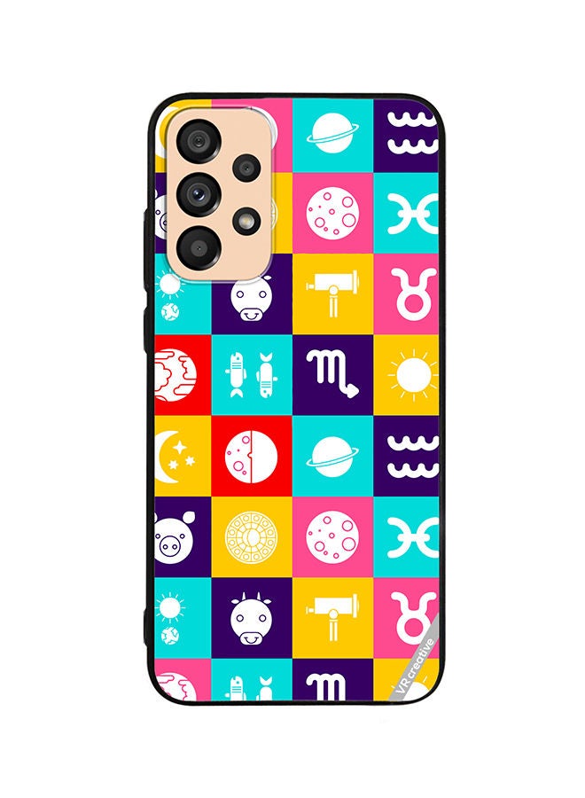 VR CREATIVE Protective Case Cover For Samsung Galaxy A33 5G Taurus Zodiac, Pisces Astrology Horoscope Circle, Moon And Stars And Icon Design Multicolour - Image 1