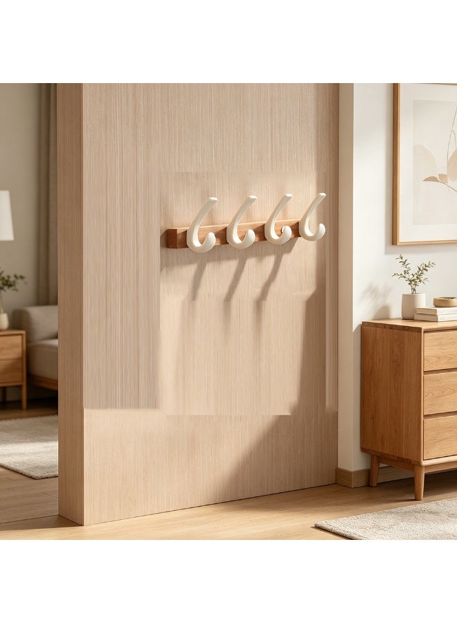 1pcs Minimalist Wall Mount Coat Rack，Wood Coat Hooks With 4 Hooks，Bag Hanger Key Holder In The Entryway，Wall Organizer For Bathroom - Image 2