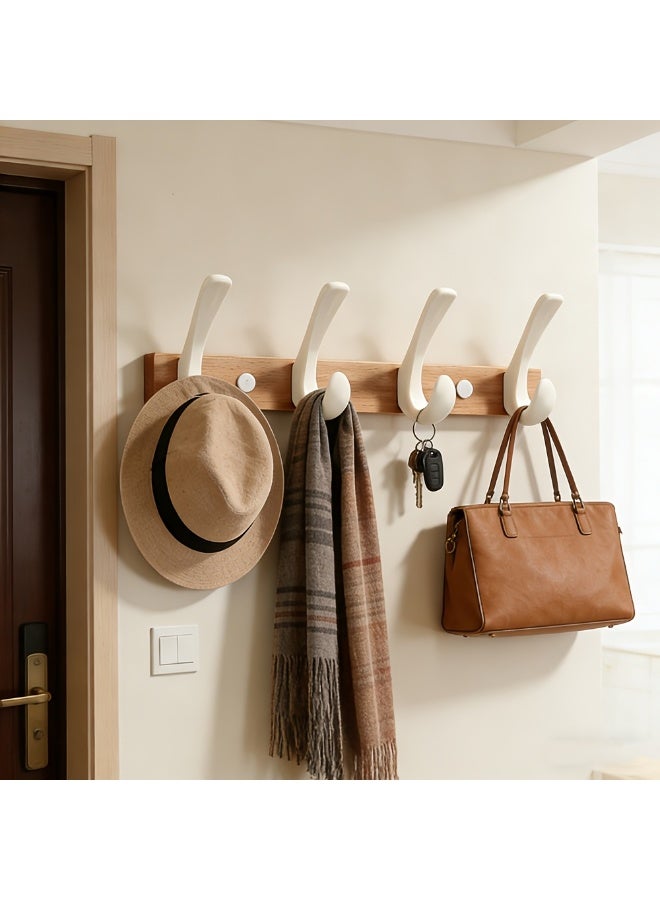 1pcs Minimalist Wall Mount Coat Rack，Wood Coat Hooks With 4 Hooks，Bag Hanger Key Holder In The Entryway，Wall Organizer For Bathroom - Image 5