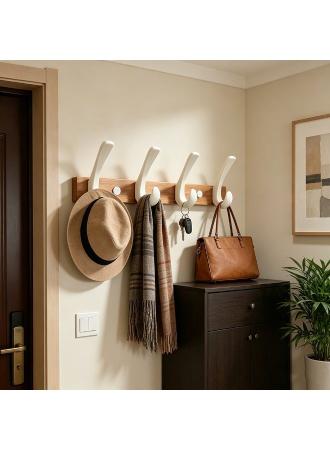 1pcs Minimalist Wall Mount Coat Rack，Wood Coat Hooks With 4 Hooks，Bag Hanger Key Holder In The Entryway，Wall Organizer For Bathroom - Image 1