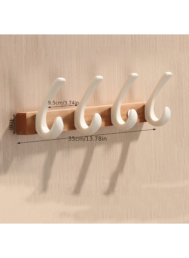 1pcs Minimalist Wall Mount Coat Rack，Wood Coat Hooks With 4 Hooks，Bag Hanger Key Holder In The Entryway，Wall Organizer For Bathroom - Image 4