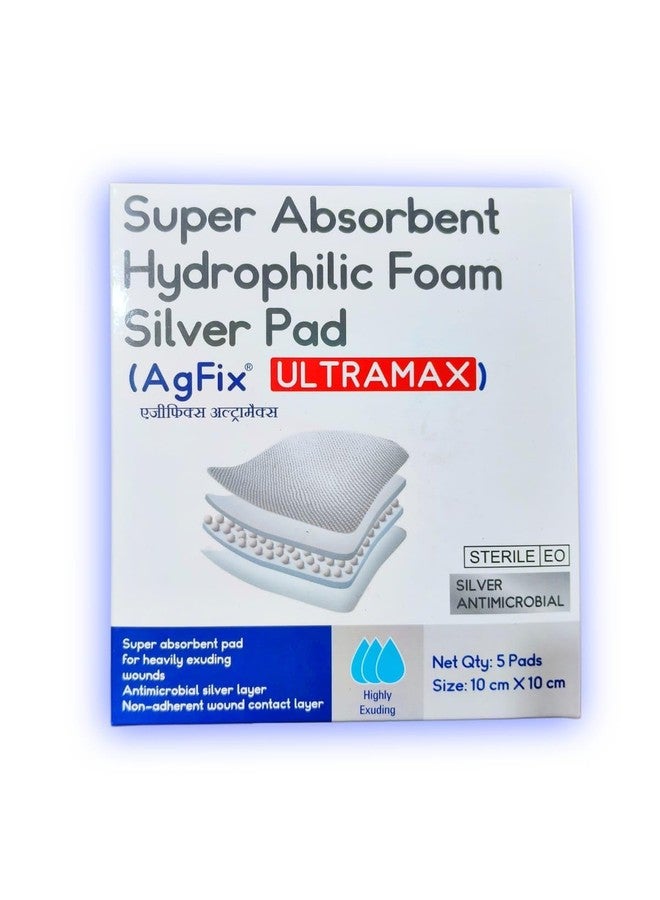 GUDYB AgFix Super Absorbent Hydrophilic Foam Silver Pad ULTRAMAX | Antimicrobial Silver Wound Dressing | High Absorbency, Low Adherence Foam Pad for Ulcers, Burns & Complex Wounds (Box of 5 Pieces) - Image 4