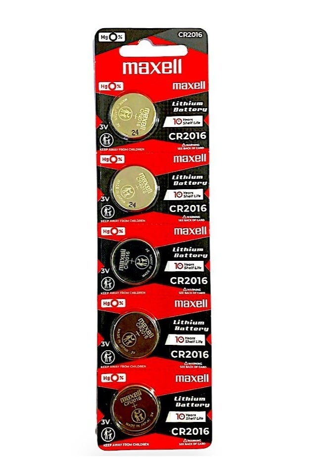 Maxell 5 Pcs CR2016 3V Lithium Battery