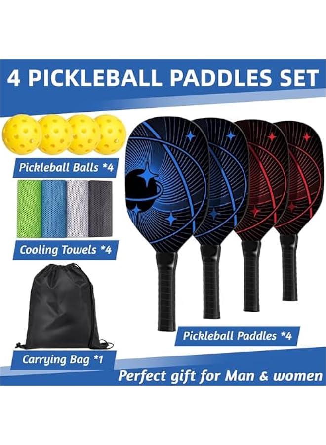 HOOKOR Pickleball Paddles Set with 4 Premium Wood Pickleball Paddles,4 Cooling Towels,4 Pickleball Balls and Carry Bag,Pickleball Paddle with Cushion Comfort Grip,Gifts for Beginners & Pros Players - Image 5