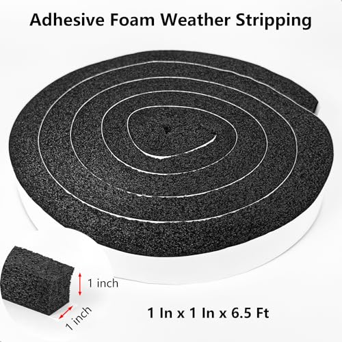 Topiverse Weather Stripping Door Seal Strip, 1 in x 1 in, AC Insulation Tape, Strong Adhesive, High Reslilience, Weatherproof, Reduce Noise, Gap Filler, Foam Insulation Tape for Doors and Windows - Image 2