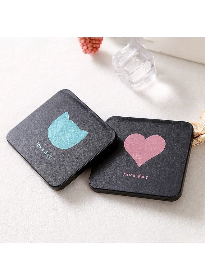 wolpin Foldable Makeup Mirror Glass Pocket Mirror For Women Men Firls Vanity Mirror Portable Compact Size Mirror For Handbag Purse Black (Square Framed Tabletop Mount)  - Image 3