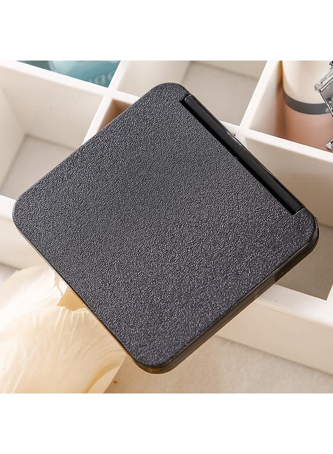wolpin Foldable Makeup Mirror Glass Pocket Mirror For Women Men Firls Vanity Mirror Portable Compact Size Mirror For Handbag Purse Black (Square Framed Tabletop Mount)  - Image 4