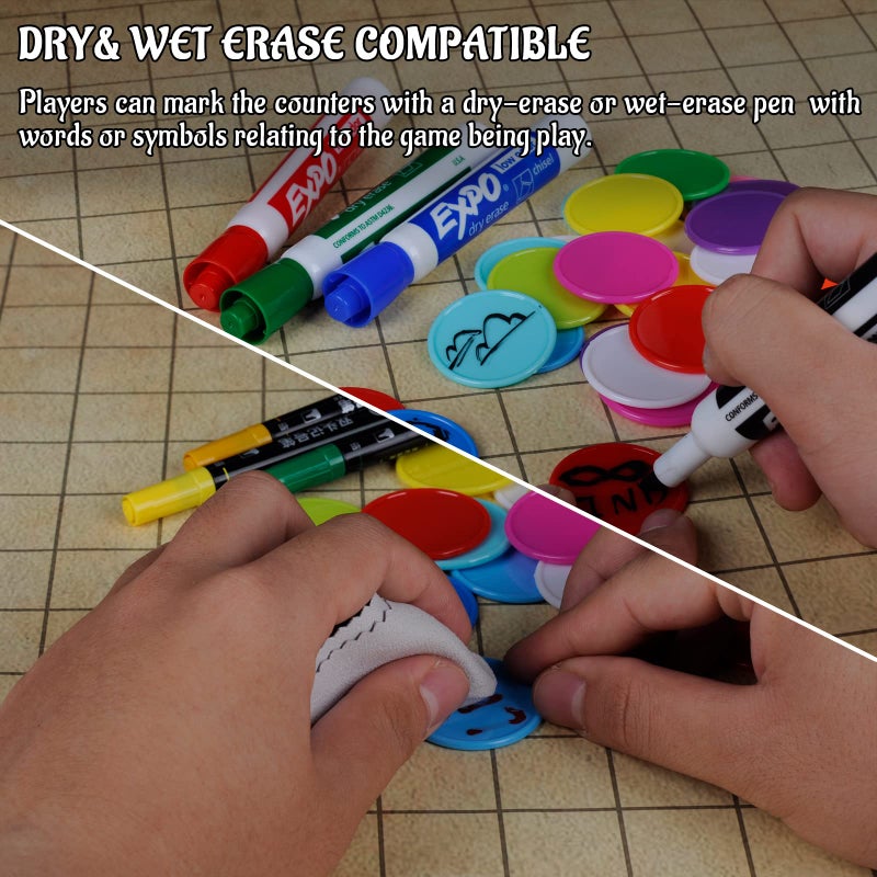 CZYY DND Wet & Dry Erase Tokens Set of 100 Colorful Blank Counters - 1.5" Customizable & Reusable Game Discs for Dungeons & Dragons, MTG, Bingo Clips and Any Tabletop RPGs - Image 3