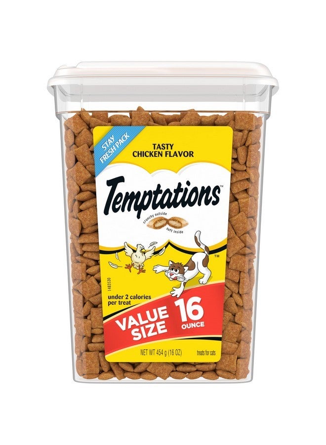 تيمبتيشنز مكافآت القطط الكلاسيكية المقرمشة والناعمة من TEMPTATIONS بنكهة الدجاج اللذيذة، 16 أونصة (عبوة من قطعة واحدة) - Image 1