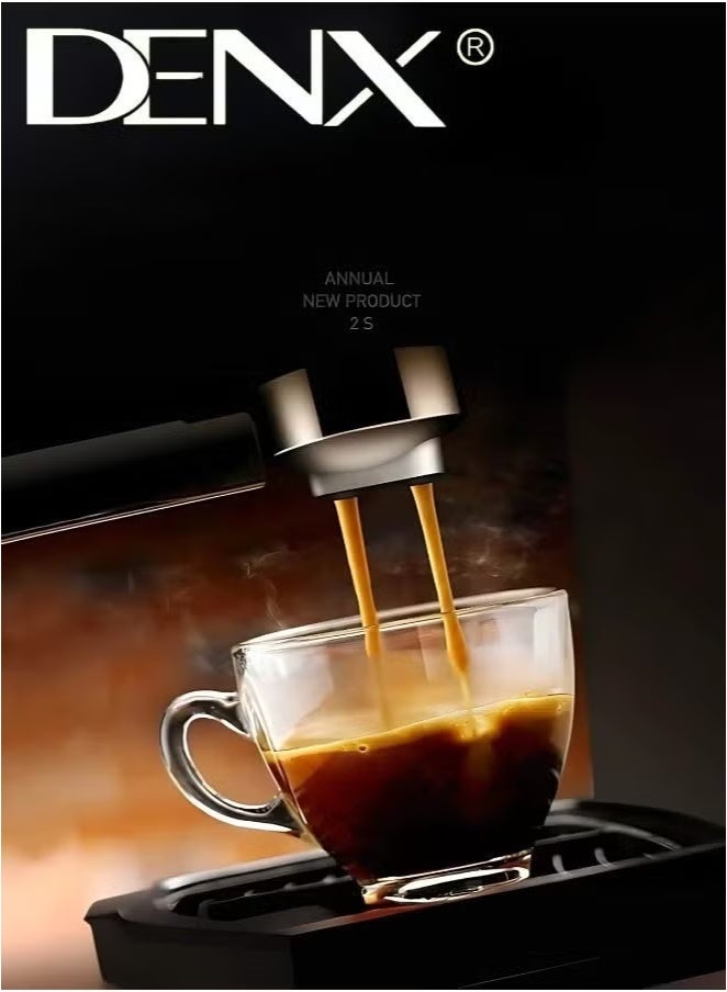 دينكس ماكينة قهوة إسبريسو منزلية، سعة 1.6 لتر، قوة 850 واط، مزودة بخفاقة حليب، وماكينة صنع الكابتشينو واللاتيه، ومجهزة بفلتر بخار، وفلتر معدني، ومؤشر درجة الحرارة. - Image 3