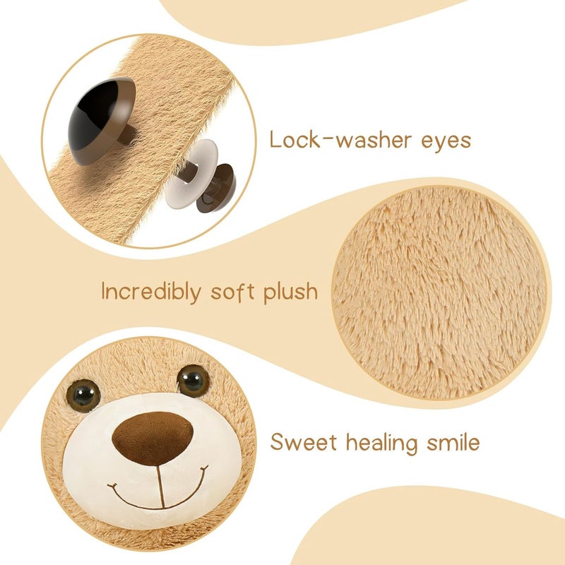 MorisMos 130 cm Giant Teddy Cuddly Toy XXL with Small Bear, Large Teddy Bear, Plush Bear, Fabric Bear, Birthday Christmas Gift for Children, Baby Light Brown - Image 2