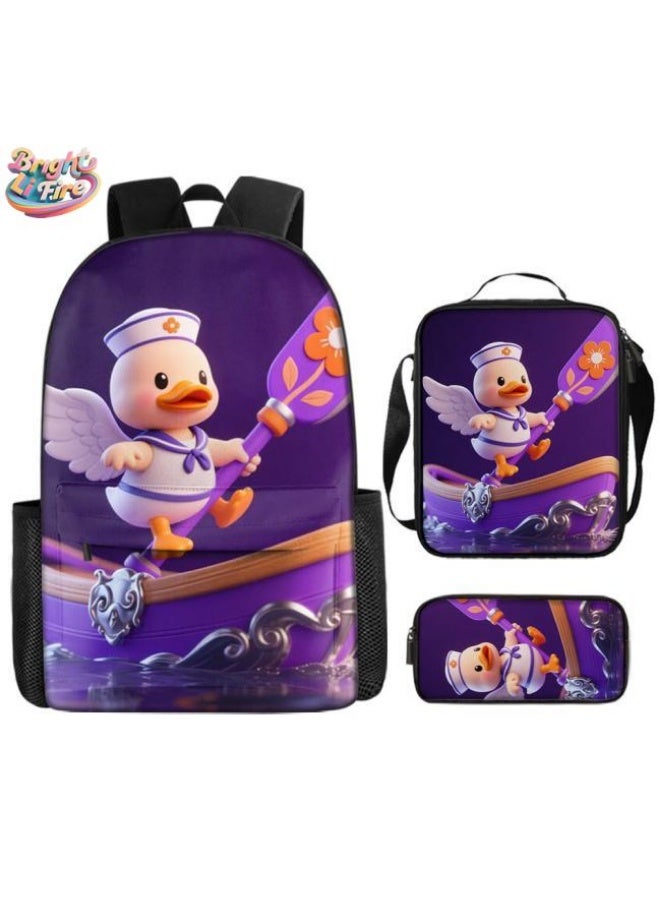 Bright Li Fire Unlock the new fashion of childish fun! Three-piece set of bags, cartoon elements for children and teenagers (students, children, friends' outings, mountain climbing, schooling, etc. can be used) - 74 - Image 1
