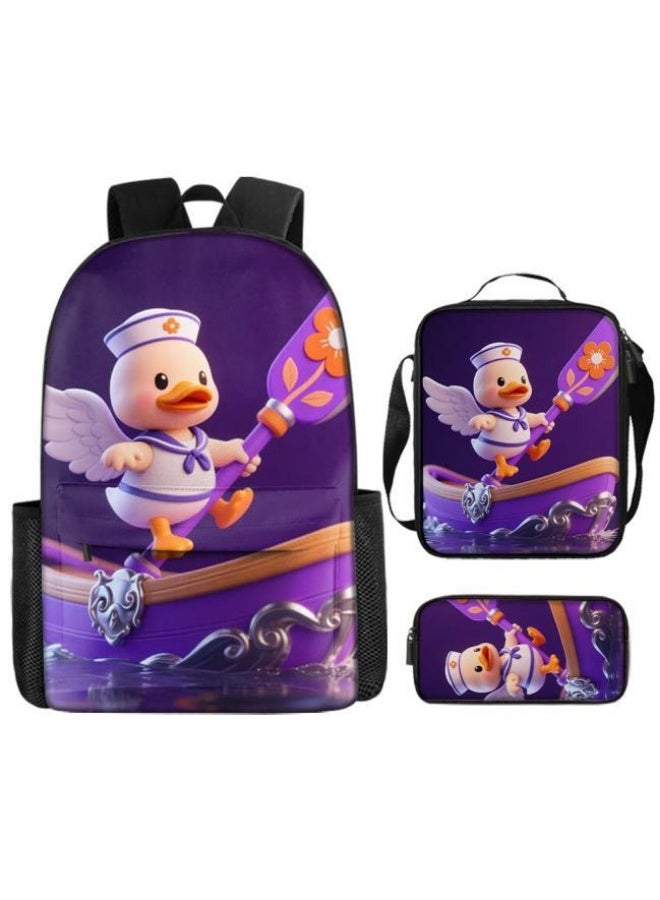 Bright Li Fire Unlock the new fashion of childish fun! Three-piece set of bags, cartoon elements for children and teenagers (students, children, friends' outings, mountain climbing, schooling, etc. can be used) - 74 - Image 2