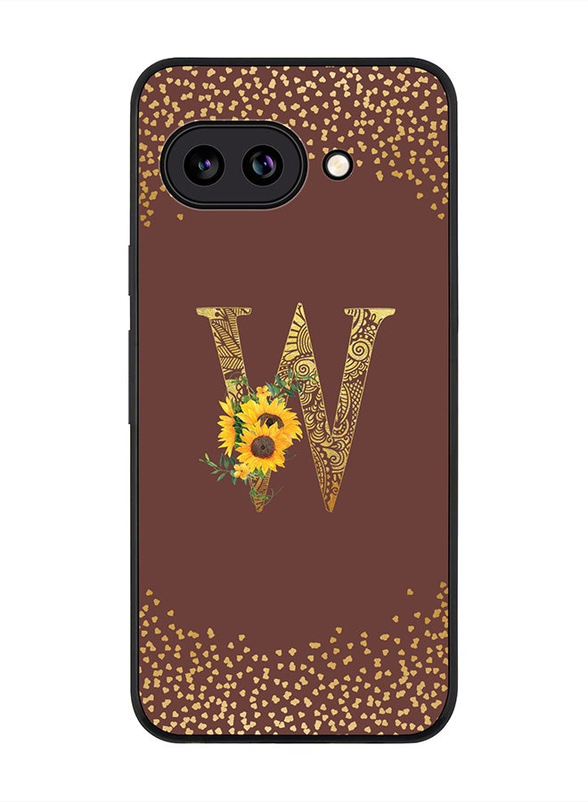 Stylizedd For Google Pixel 9a Case,Slim fit Camera Protection, Shockproof Thin Phone cover  - Custom Floral Monogram - W  (Brown )
