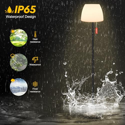 Qnkaa Outdoor Floor Lamp Solar Outdoor Lamps for Patio Waterproof Shower Lamp,LED Cordless Floor Lamp with Light Sensor,Rechargeable Dimmable Floor Lamp Warm White+RGB Solar Lamp for for Garden - Image 5