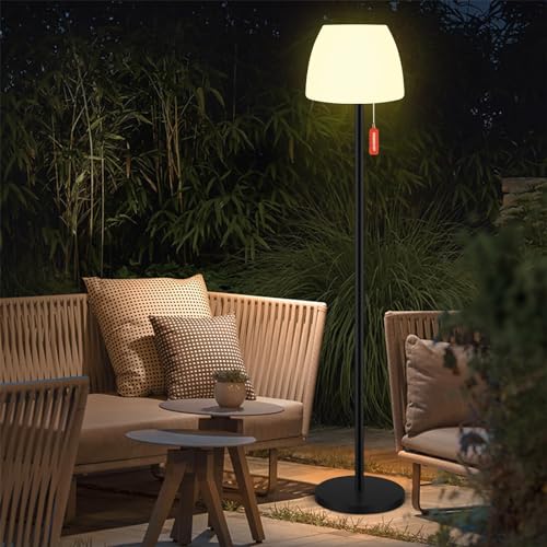 Qnkaa Outdoor Floor Lamp Solar Outdoor Lamps for Patio Waterproof Shower Lamp,LED Cordless Floor Lamp with Light Sensor,Rechargeable Dimmable Floor Lamp Warm White+RGB Solar Lamp for for Garden - Image 1
