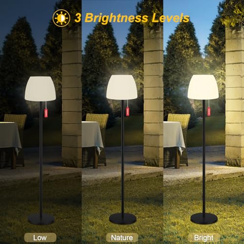 Qnkaa Outdoor Floor Lamp Solar Outdoor Lamps for Patio Waterproof Shower Lamp,LED Cordless Floor Lamp with Light Sensor,Rechargeable Dimmable Floor Lamp Warm White+RGB Solar Lamp for for Garden - Image 4
