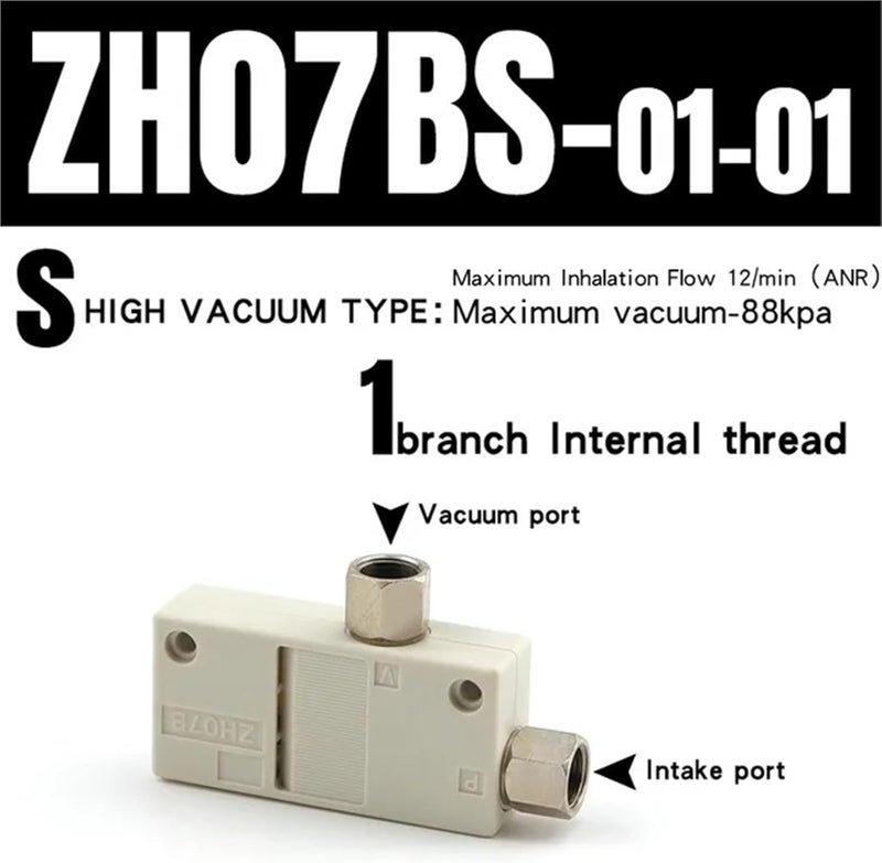 1pcs Pneumatic Vacuum Generator ZH05BS ZH07BS ZH10BS ZH13BS08-10 ZH05BL ZH07BL ZH10BL ZH13BL08-10 Box Type Vacuum(ZH07BS-01-01) - Image 2