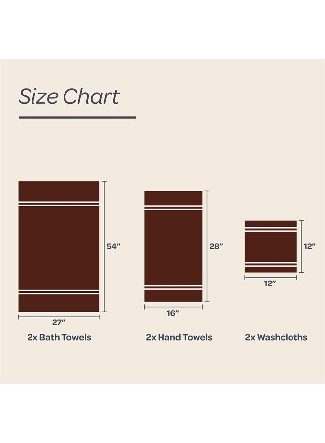 Lavish Home 6-Piece - Oakville Beige-Striped 100% Cotton Velour Set With 2 Bath Towels, 2 Hand Towels, and 2 Washcloths by Lavish Home - Image 2