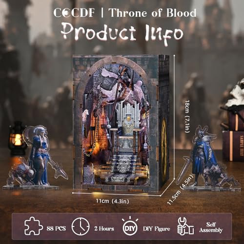 CCCDF Book Nook Kit DIY Miniature House Dollhouse Kit Tiny House Booknook Bookshelf for Adults and Teens Gifts for Family Friends Throne of Bones - Image 5