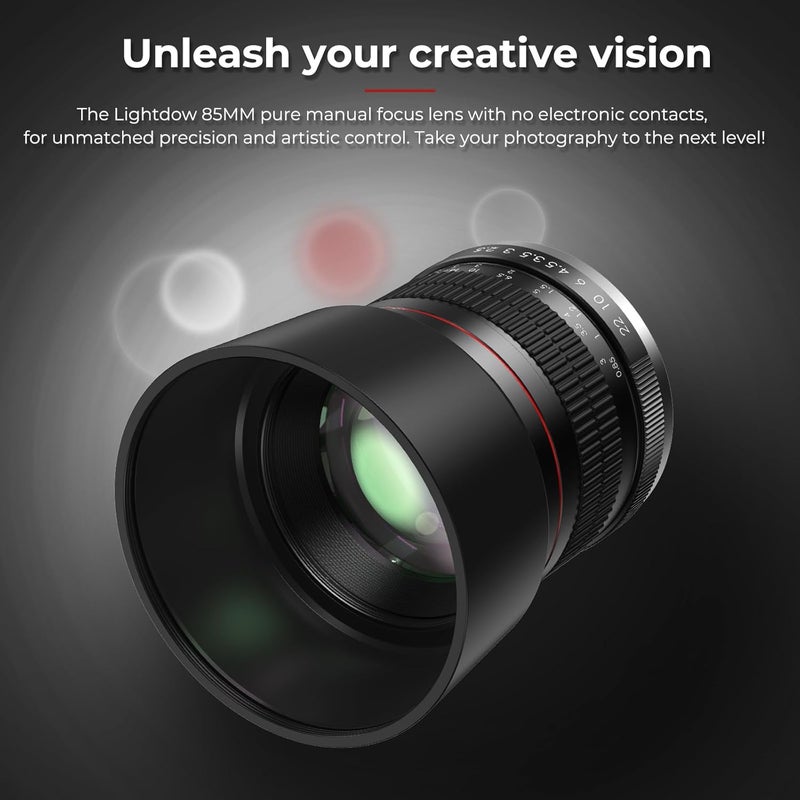 Lightdow F 85mm f1.8 Portrait Lens - MF for Nikon D850/D750/D500/D7500/D610/D5600/D7200/D7000/D3500/D3400/D3300/D3200/D3100/D5/D6/D810//D7100/D5300/D5100/D800 - Manual Focus DSLR Cameras Lenses(F-Mount) - Image 5
