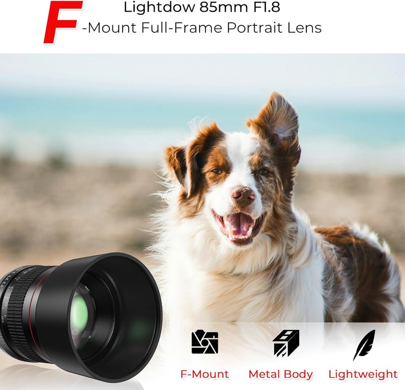 Lightdow F 85mm f1.8 Portrait Lens - MF for Nikon D850/D750/D500/D7500/D610/D5600/D7200/D7000/D3500/D3400/D3300/D3200/D3100/D5/D6/D810//D7100/D5300/D5100/D800 - Manual Focus DSLR Cameras Lenses(F-Mount) - Image 3