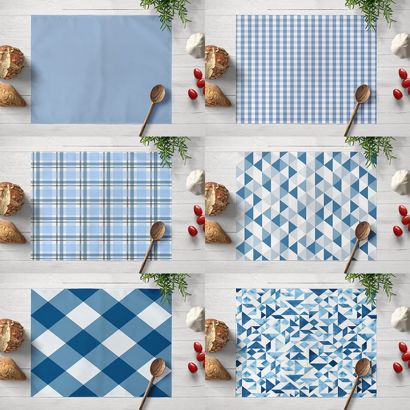 جديد أزرق هندسي بلايد القطن الكتان طاولة حصيرة placemat طاولة حصيرة عزل المنزلية مستطيلة مقاومة للماء الغربية placemat - Image 2
