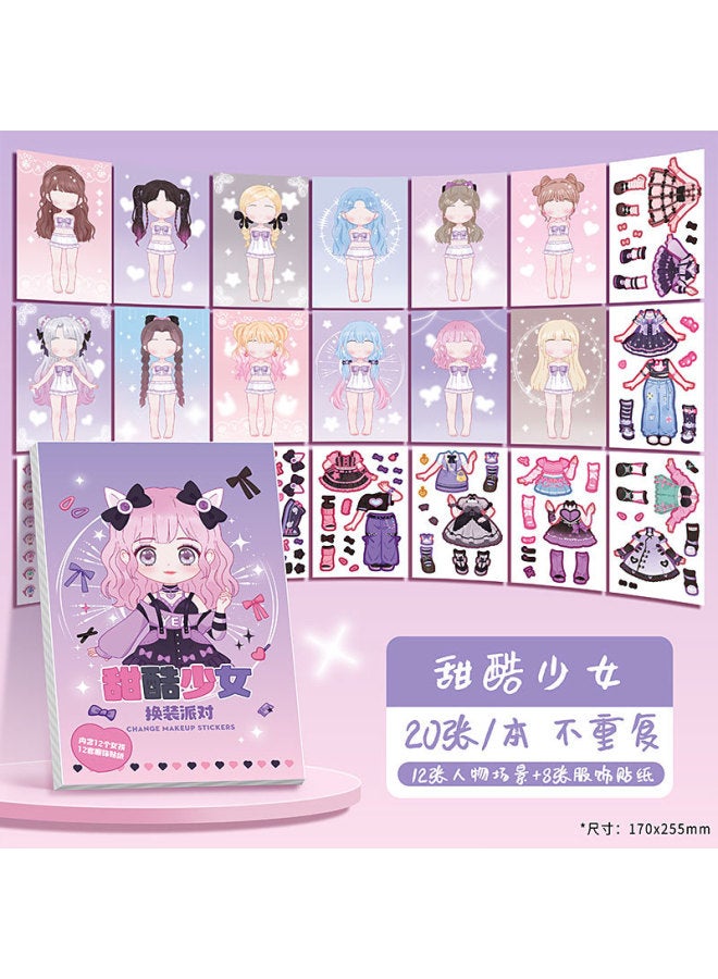 Kaba Bear Makeup Changing Stickers Children Girls' Educational Toys 3 To 6 Years Old Beautiful Princess Dressing Changing Stickers Makeup Show Stickers Book - Image 1