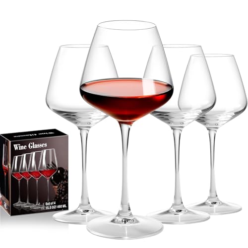 Haoxishui Burgundy Wine Glasses Set of 416oz Hand Blown White Red Wine Glasses Clear LeadFree Glassware for Women Men Wedding Gifts Birthday - Image 1