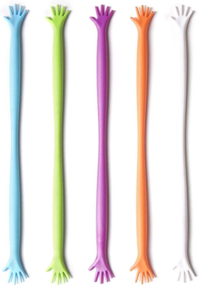 Iktu 5pcs Hand Shaped Muddler Stick Plastic Cocktail Swizzle Sticks Drink Wine Stirrer Coffee Muddler Muddler Bar Wedding Party Supply - Image 1