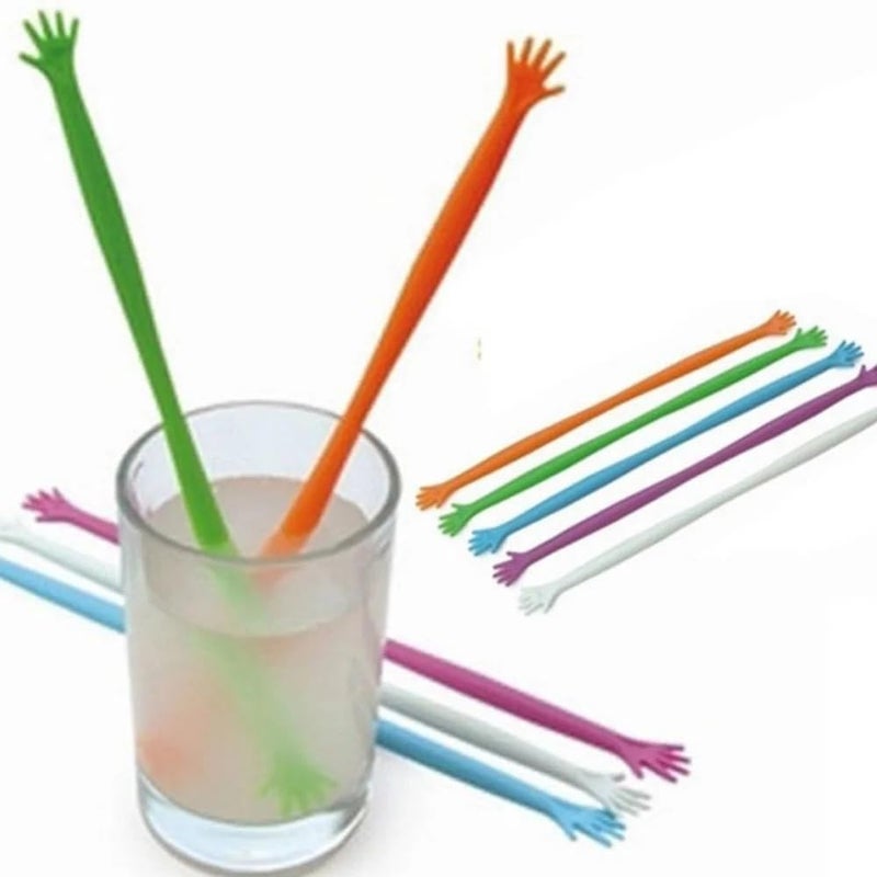 Iktu 5pcs Hand Shaped Muddler Stick Plastic Cocktail Swizzle Sticks Drink Wine Stirrer Coffee Muddler Muddler Bar Wedding Party Supply - Image 2