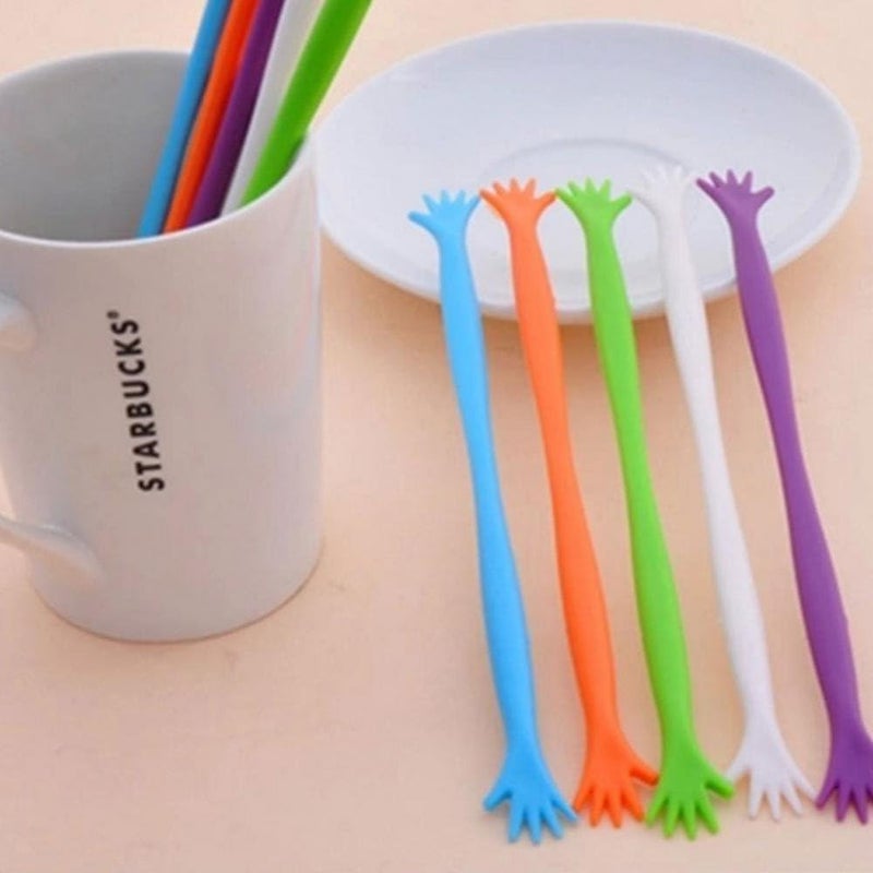 Iktu 5pcs Hand Shaped Muddler Stick Plastic Cocktail Swizzle Sticks Drink Wine Stirrer Coffee Muddler Muddler Bar Wedding Party Supply - Image 4