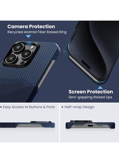 PITAKA Case for iPhone 15 Pro Max Compatible with MagSafe, Slim & Light iPhone 15 Pro Max Case 6.7-inch with a Case-Less Touch Feeling, 1500D Aramid Fiber [StarPeak MagEZ Case 4 - Milk Way Galaxy]  - Image 5