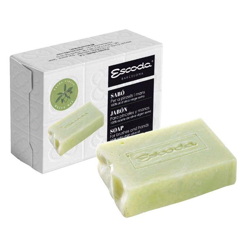Escoda | Olive oil brush soap | Soap for cleaning brushes and hands | 100g per bar | 1 Bar of soap | For all types of brushes - Image 1