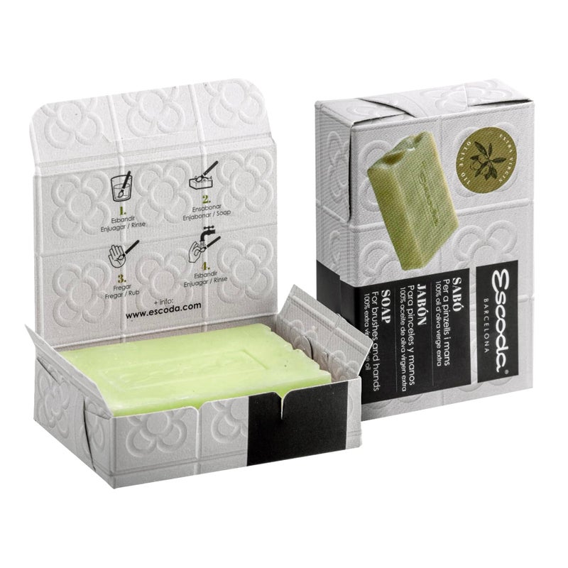 Escoda | Olive oil brush soap | Soap for cleaning brushes and hands | 100g per bar | 1 Bar of soap | For all types of brushes - Image 3
